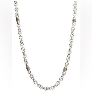 $1378 John Varvatos Sterling Silver Hammered Oval Link Chain Necklace